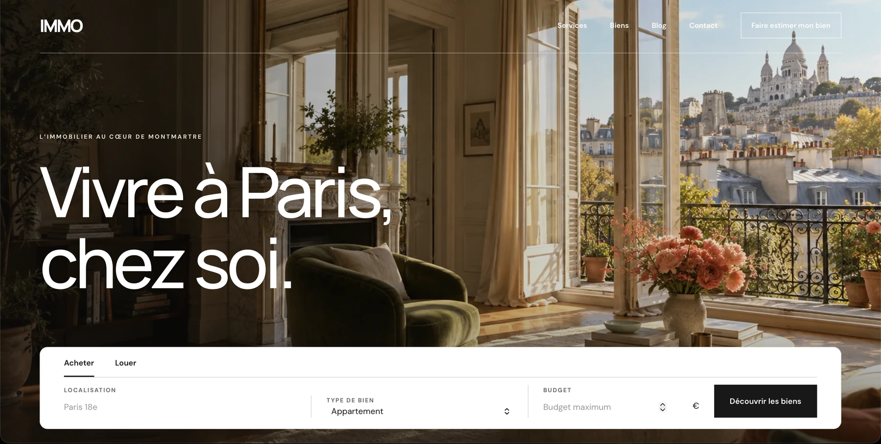 Le site IMMO : un appartement parisien avec vue sur Montmartre