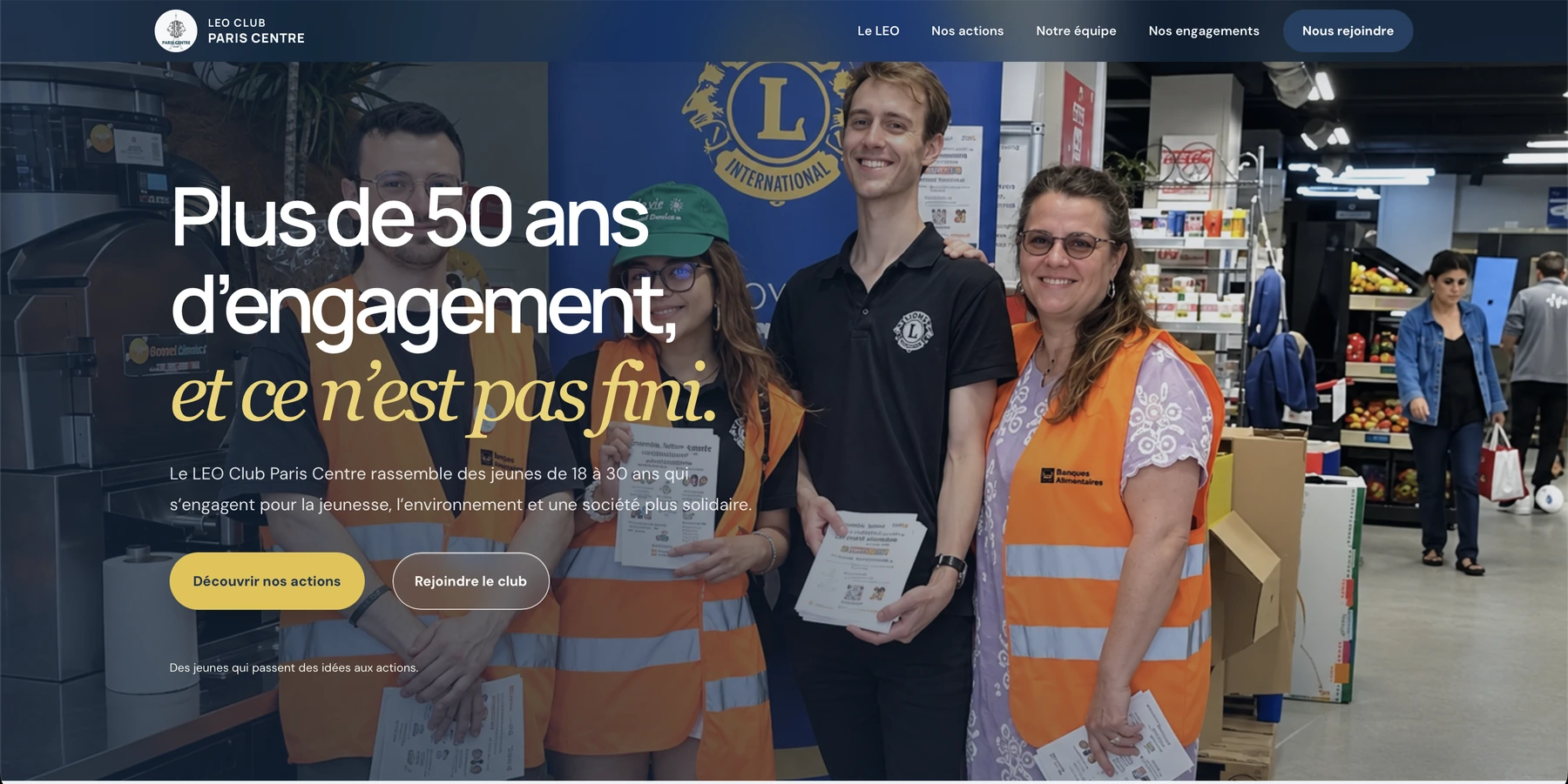 Capture du site LEO Club Paris Centre, association à but non lucratif engagée à Paris.
